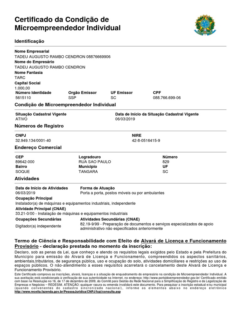 comprovante mei vs certificado cnpj qual a diferença