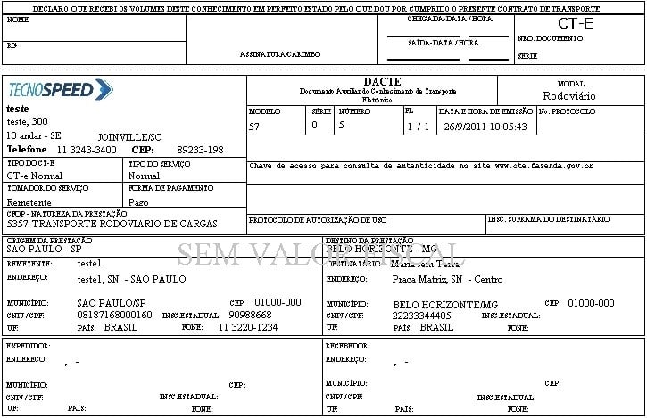 Conhecimento de Transporte Eletrônico CT-e
