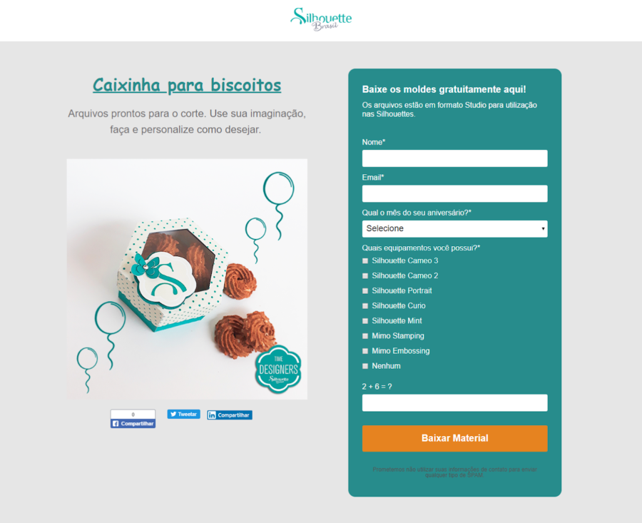 exemplos de páginas de destino
