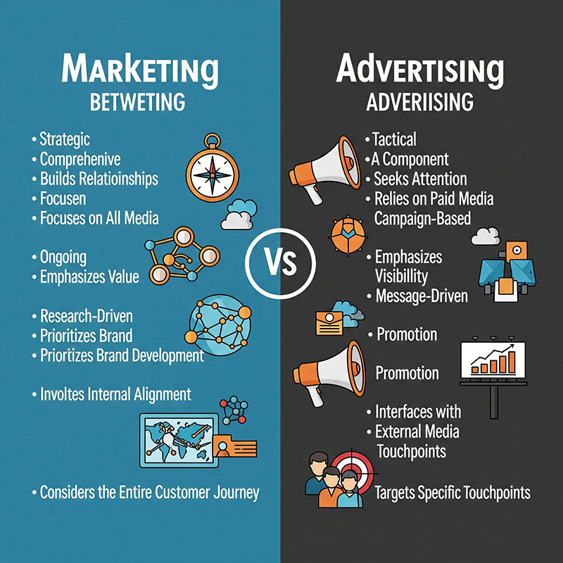 diferença entre marketing e publicidade