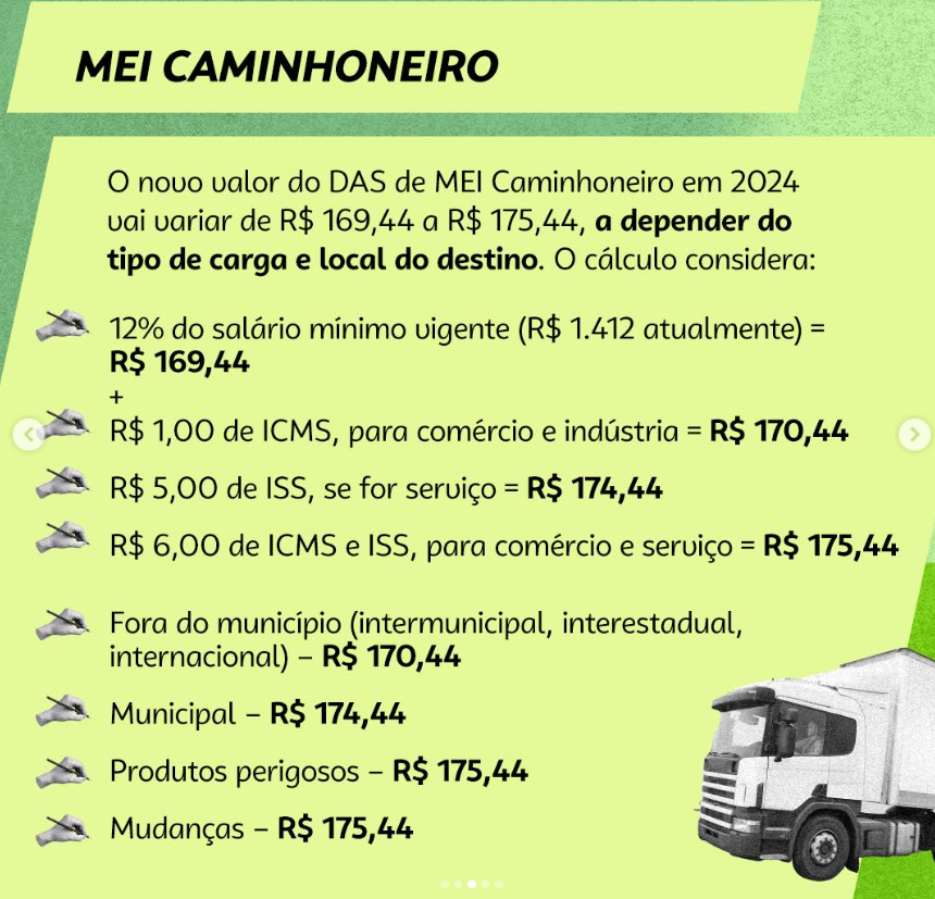 quanto paga de imposto o mei caminhoneiro
