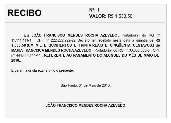 modelo de recibo word