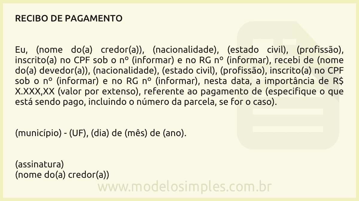recibo com validade jurídica