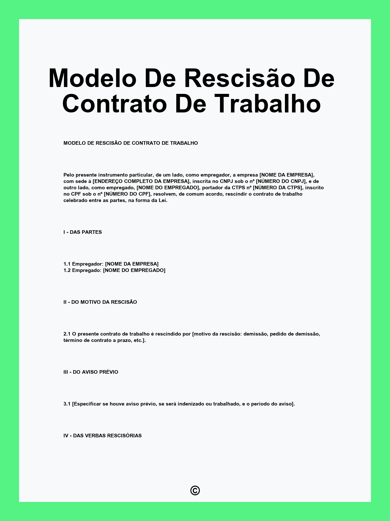 rescisão de contrato de trabalho