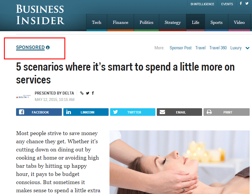 como identificar conteúdo patrocinado em redes sociais