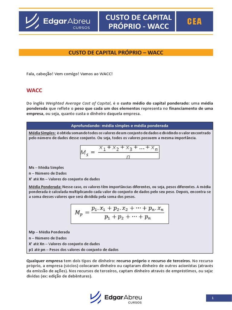 Guia Completo: Como o CAPM Influencia o Custo de Capital Próprio