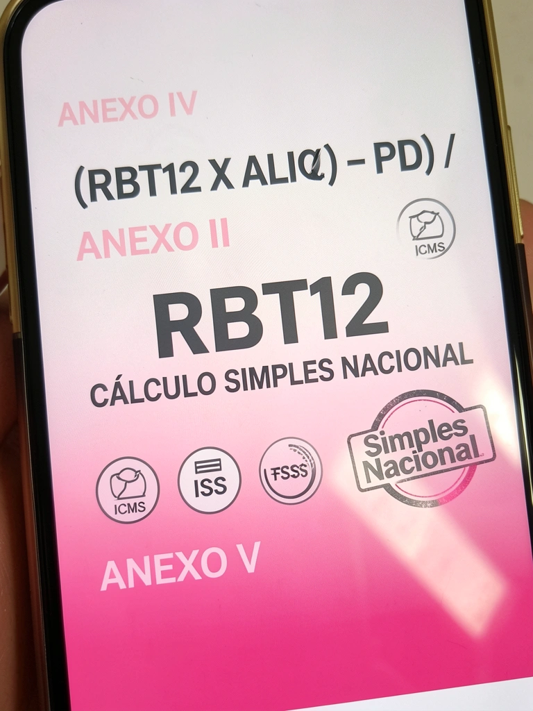 Ícones de impostos unificados sobre um documento com o selo do Simples Nacional