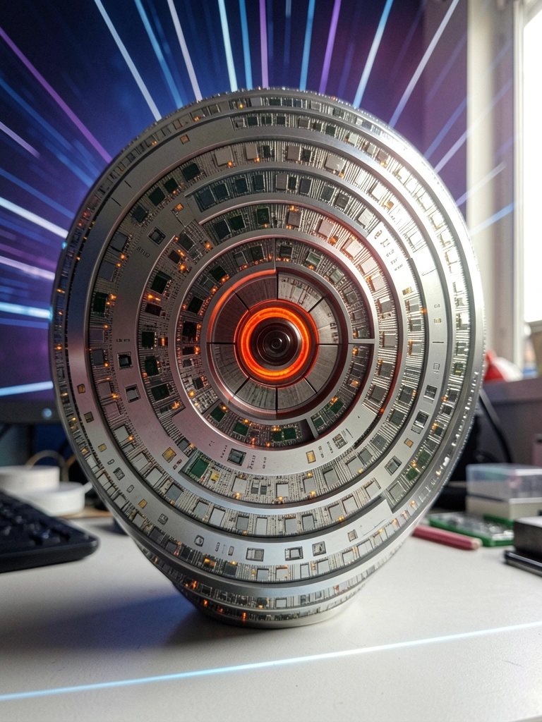 Chip de computação quântica com padrões gráficos de ruído e erros sobrepostos.