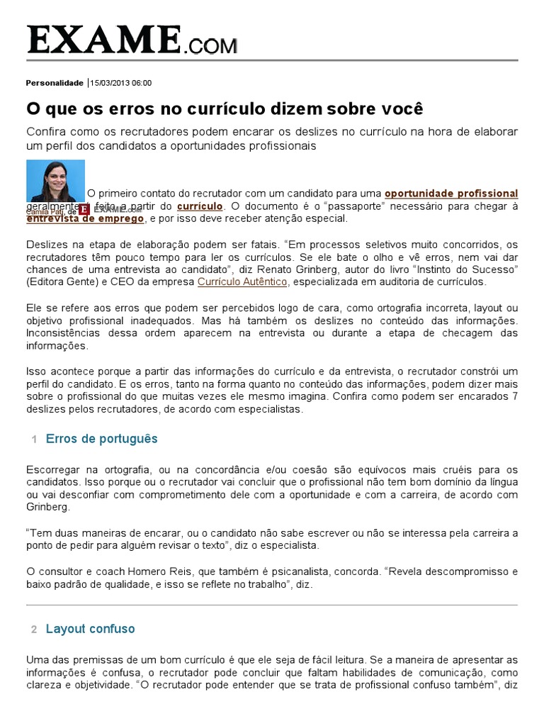 o que não colocar no currículo