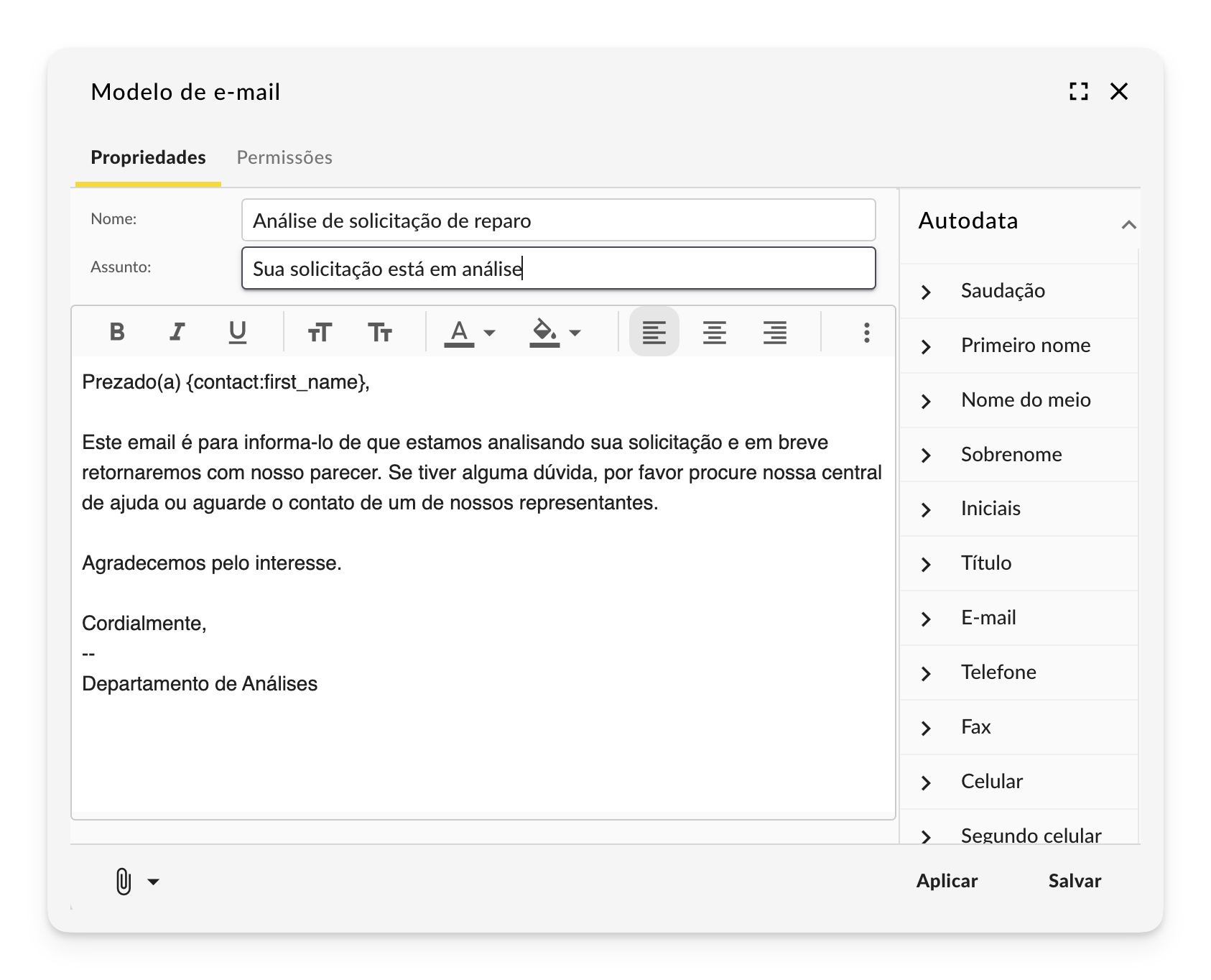 exemplo de e-mail formal