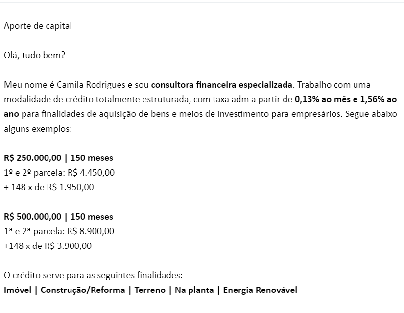 e-mail de vendas pronto
