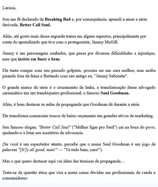 e-mail de acompanhamento