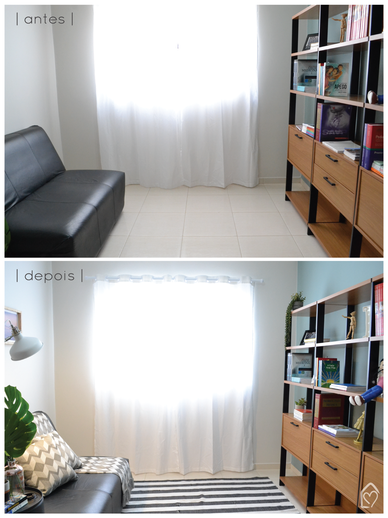 antes e depois estação de trabalho