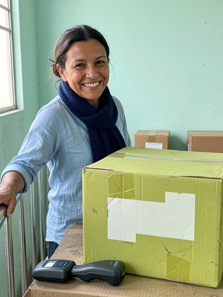 Duas caixas de papelão etiquetadas, uma com 