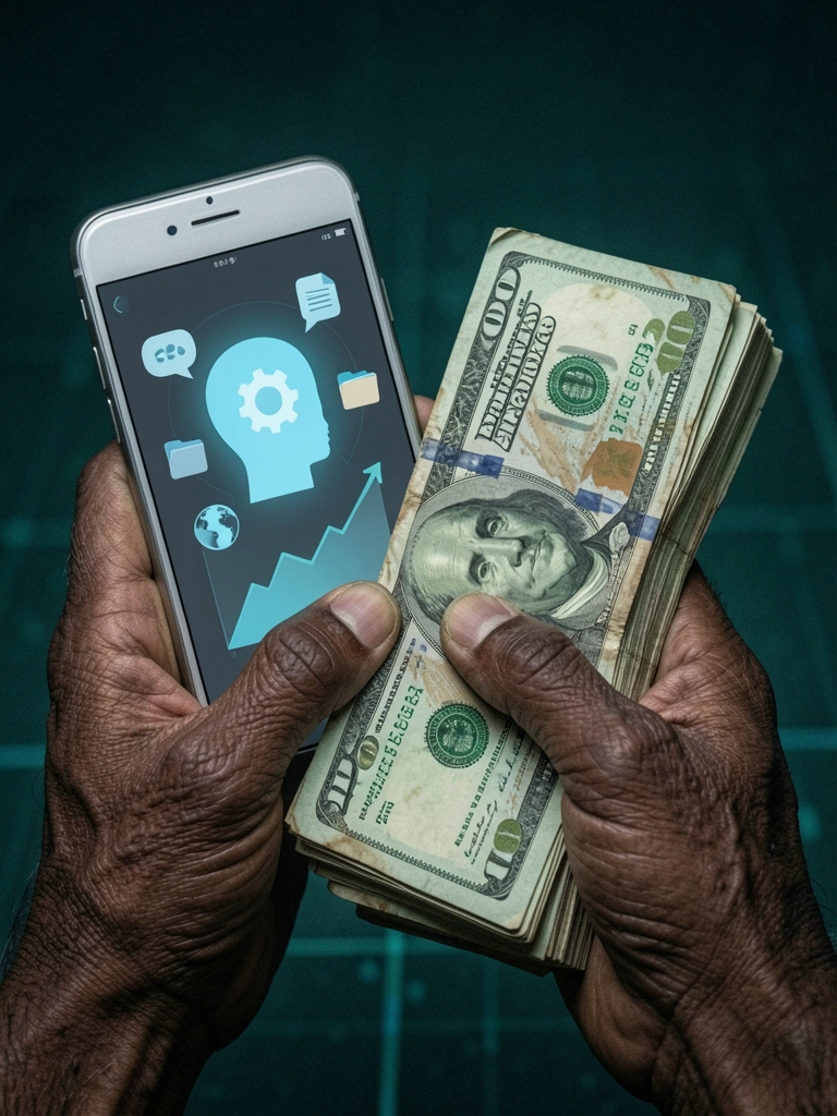Painel com gráficos de crescimento da IA em bancos brasileiros