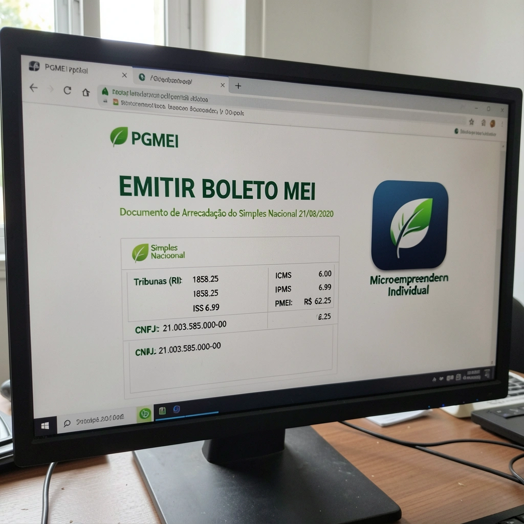 Tela de computador com o portal PGMEI aberto no navegador