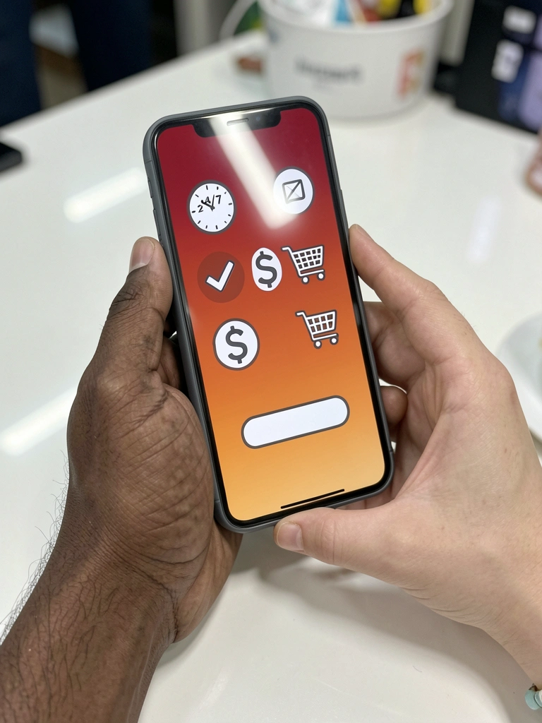 Tela de celular exibindo notificações e ícones de aplicativos sobre fundo desfocado