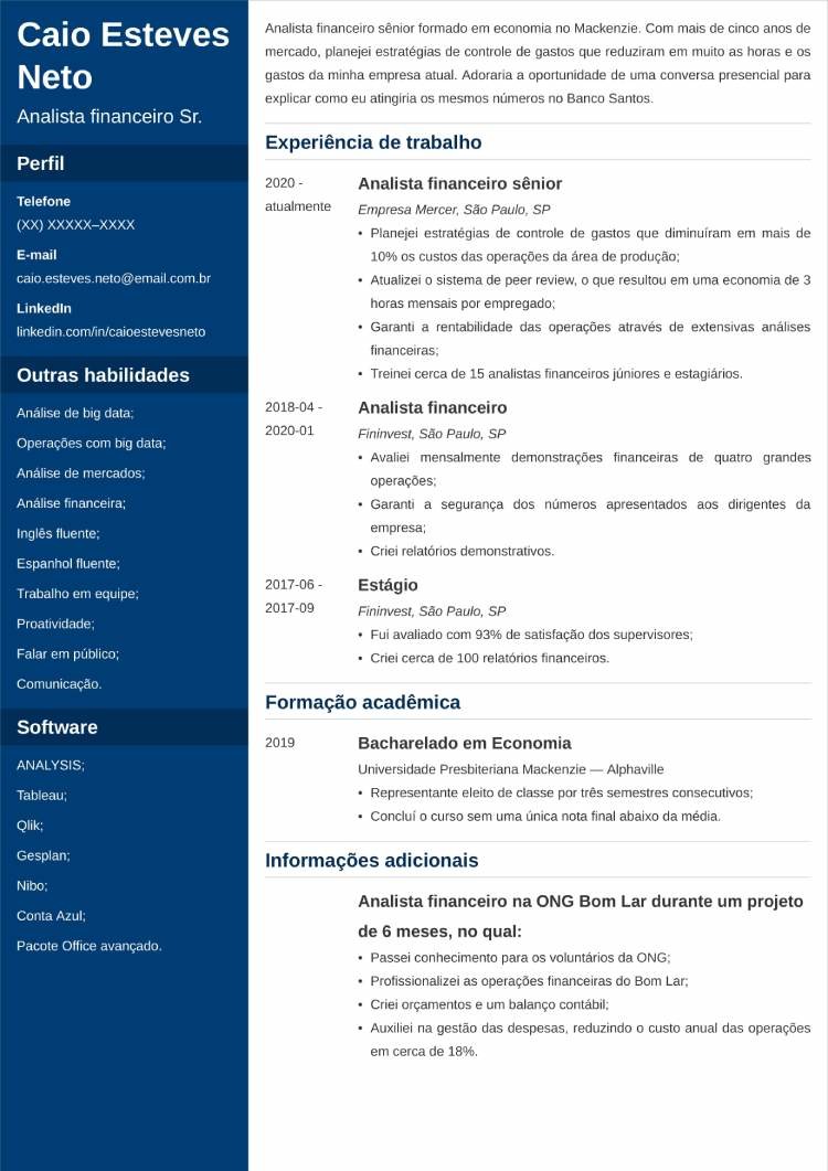 currículo fácil de editar