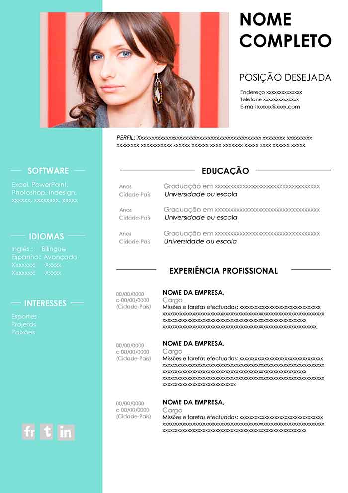 modelos de currículo para área X (ex: TI, Marketing, Engenharia)