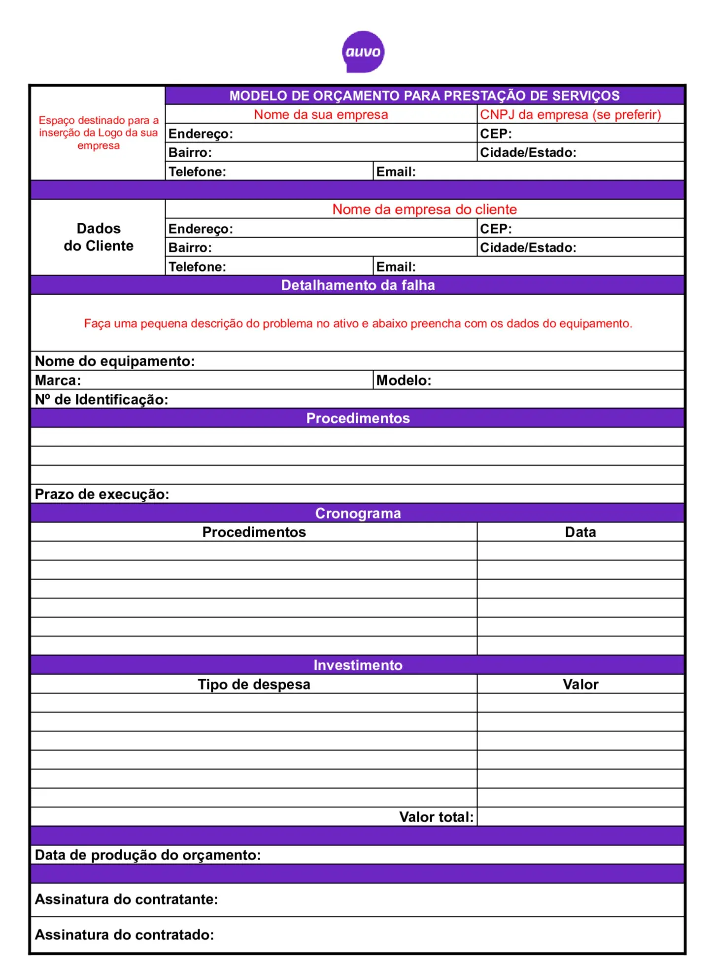 orçamento de honorários advocatícios modelo