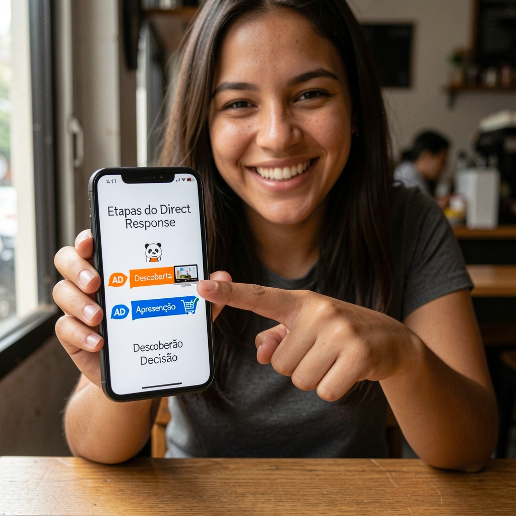 Pessoa clicando em um anúncio digital com botão de chamada para ação bem visível