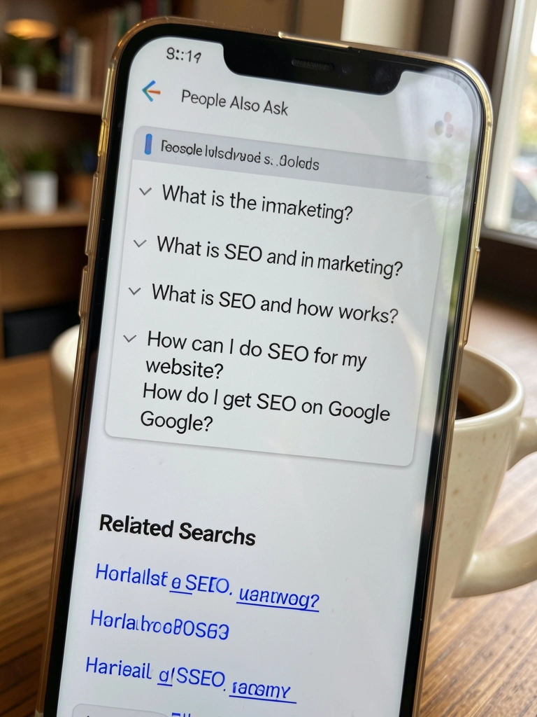 Interface de busca mostrando caixa PAA e buscas relacionadas