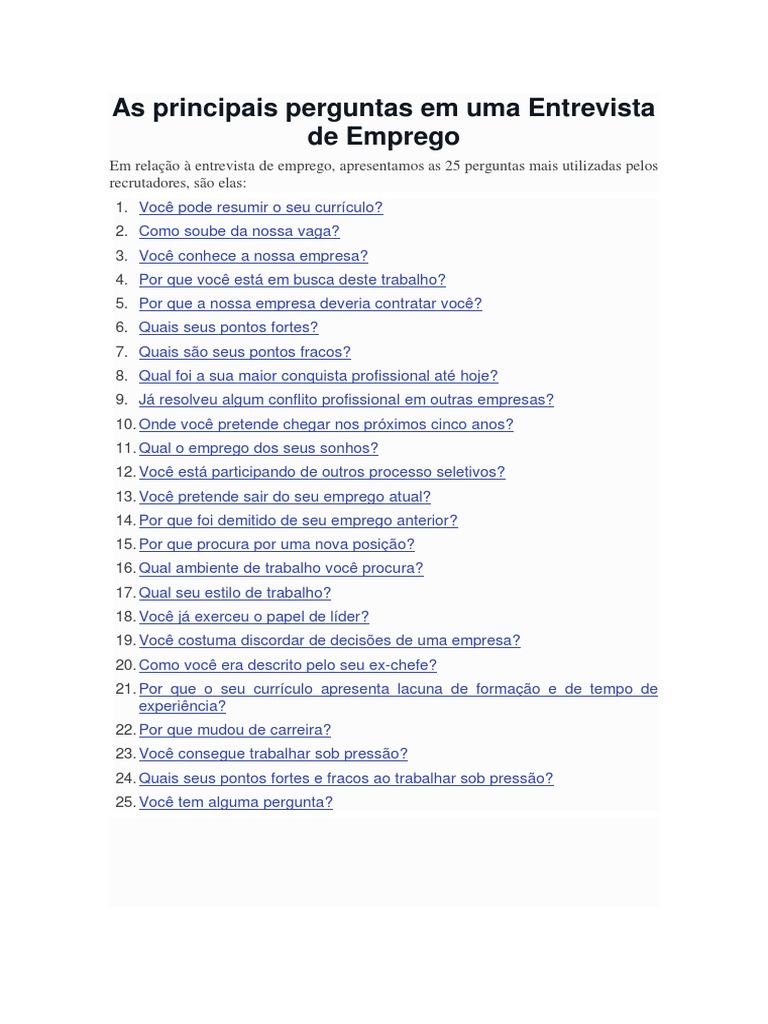 como responder perguntas de entrevista