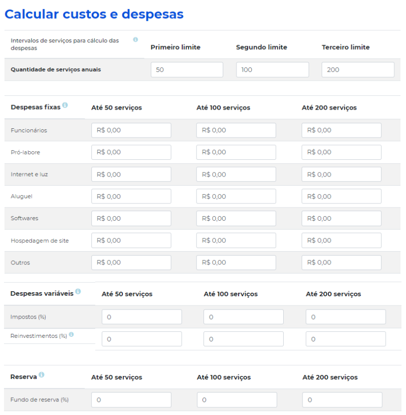 valor hora de serviço profissional