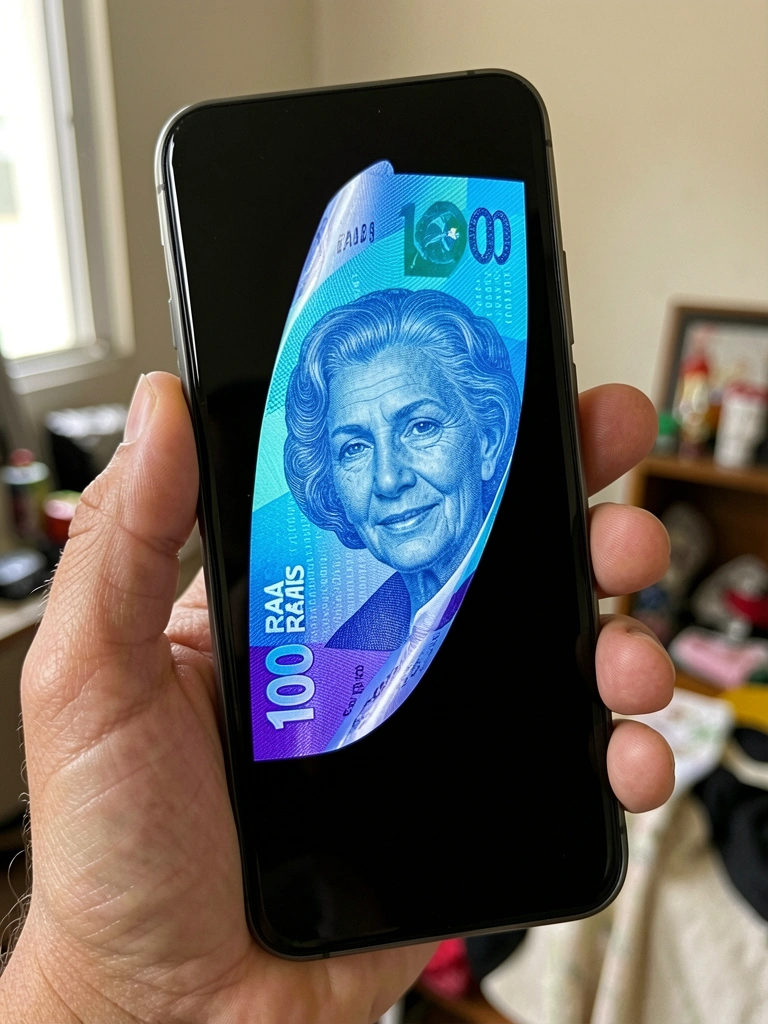 Tela de celular exibindo saldo de reais digitais