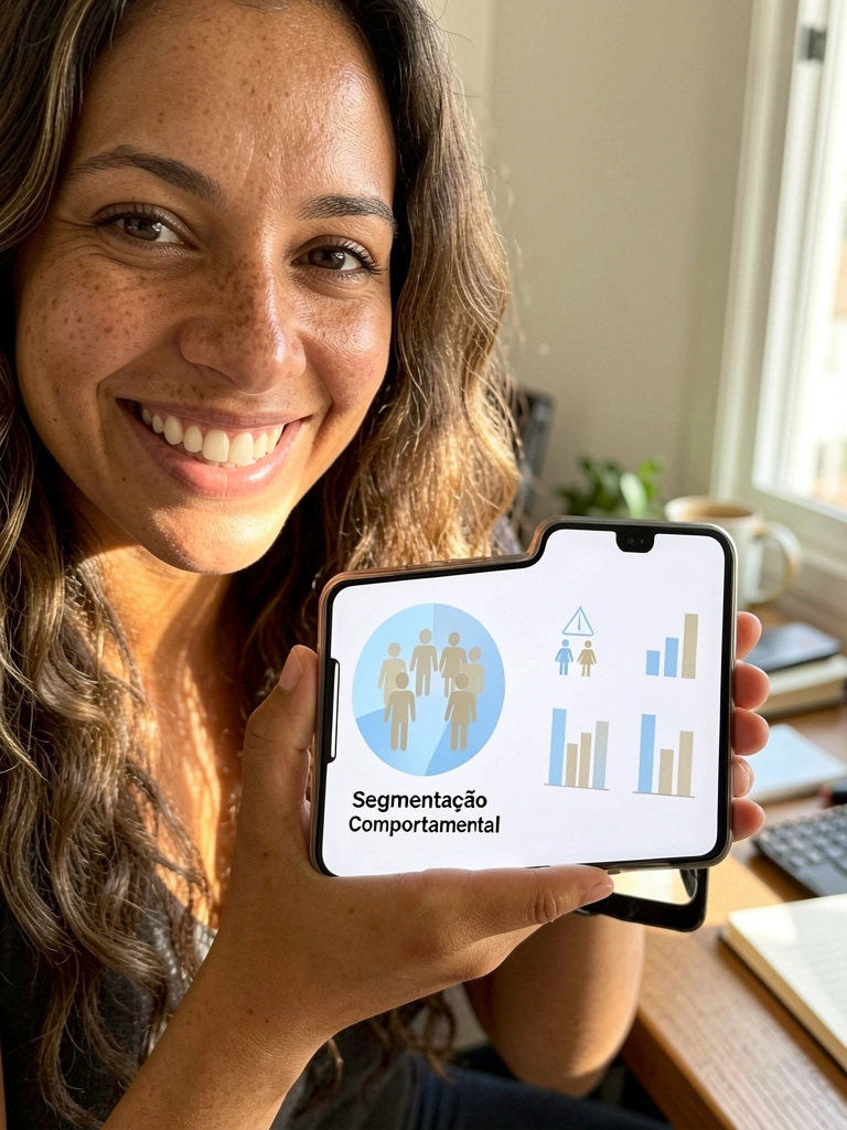 Gráfico de barras comparando perfil demográfico e ações do usuário em um painel analítico.