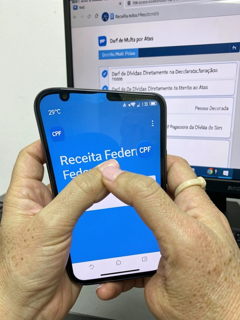 Tela de computador exibindo declaração pré-preenchida da Receita Federal com campos de dados pessoais e financeiros.