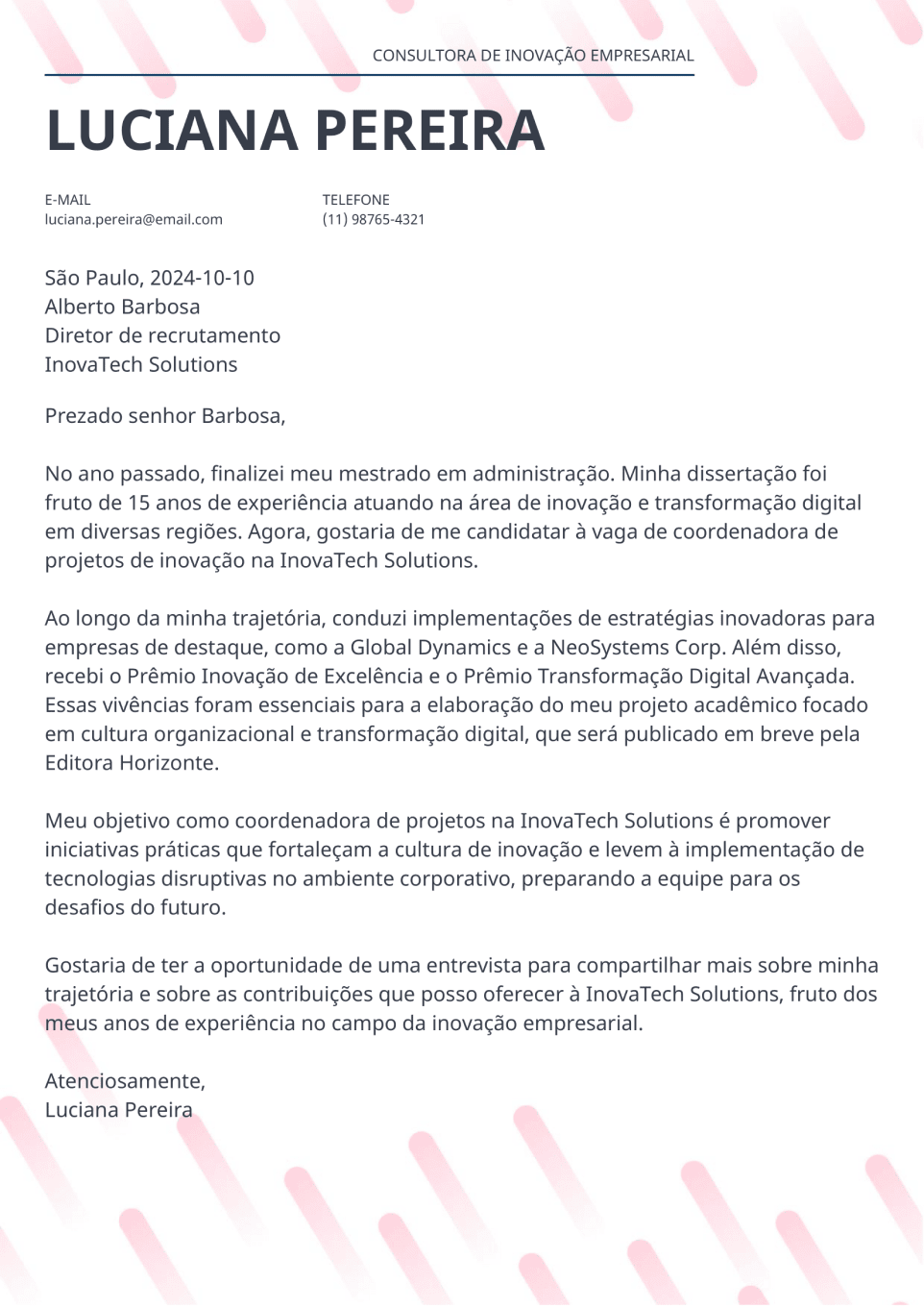 modelos de carta de apresentação para imprimir
