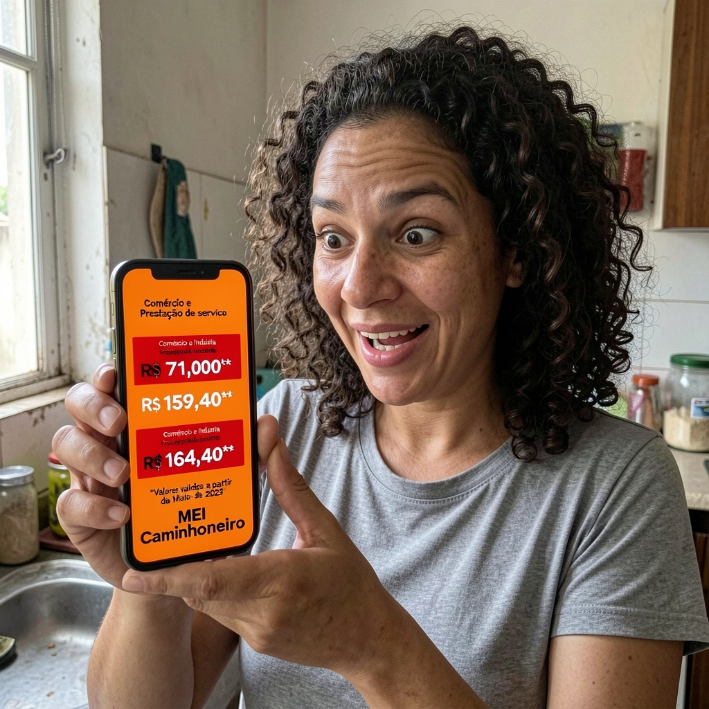 Pessoa segurando celular com expressão de surpresa ao ver o valor do DAS